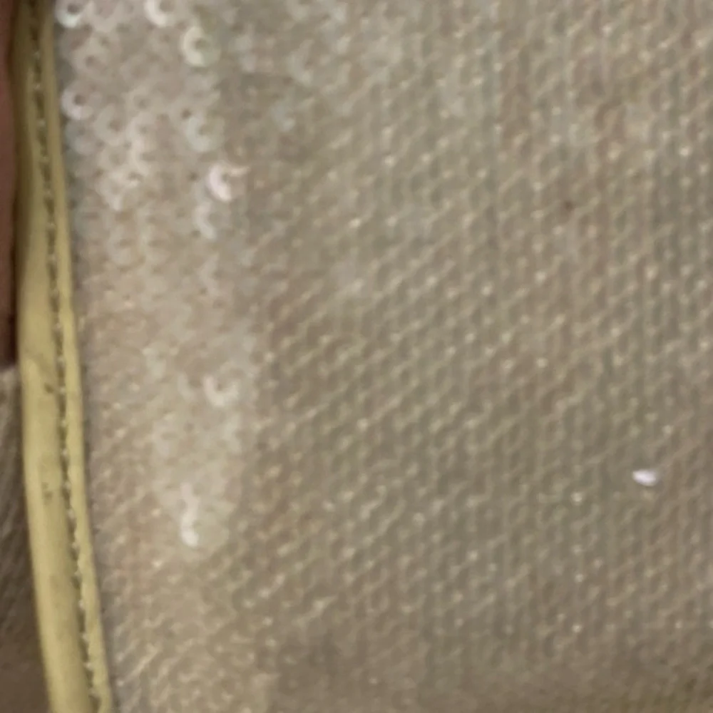 Coach 16315 Poppy Sequined Cream Opal Silver Crossbody flap bag
